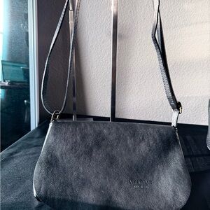 Vera Pelle Dark Gray Leather Crossbody Bag